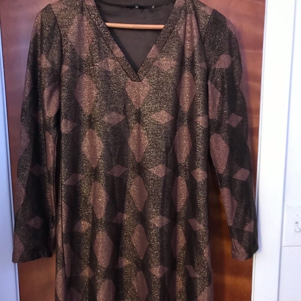Elise Tahari Bronze Mosaics Designer Dress